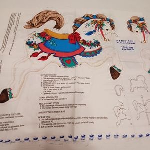 Vintage 1990s VIP Carousel Horse fabric panel horse pillow application horse